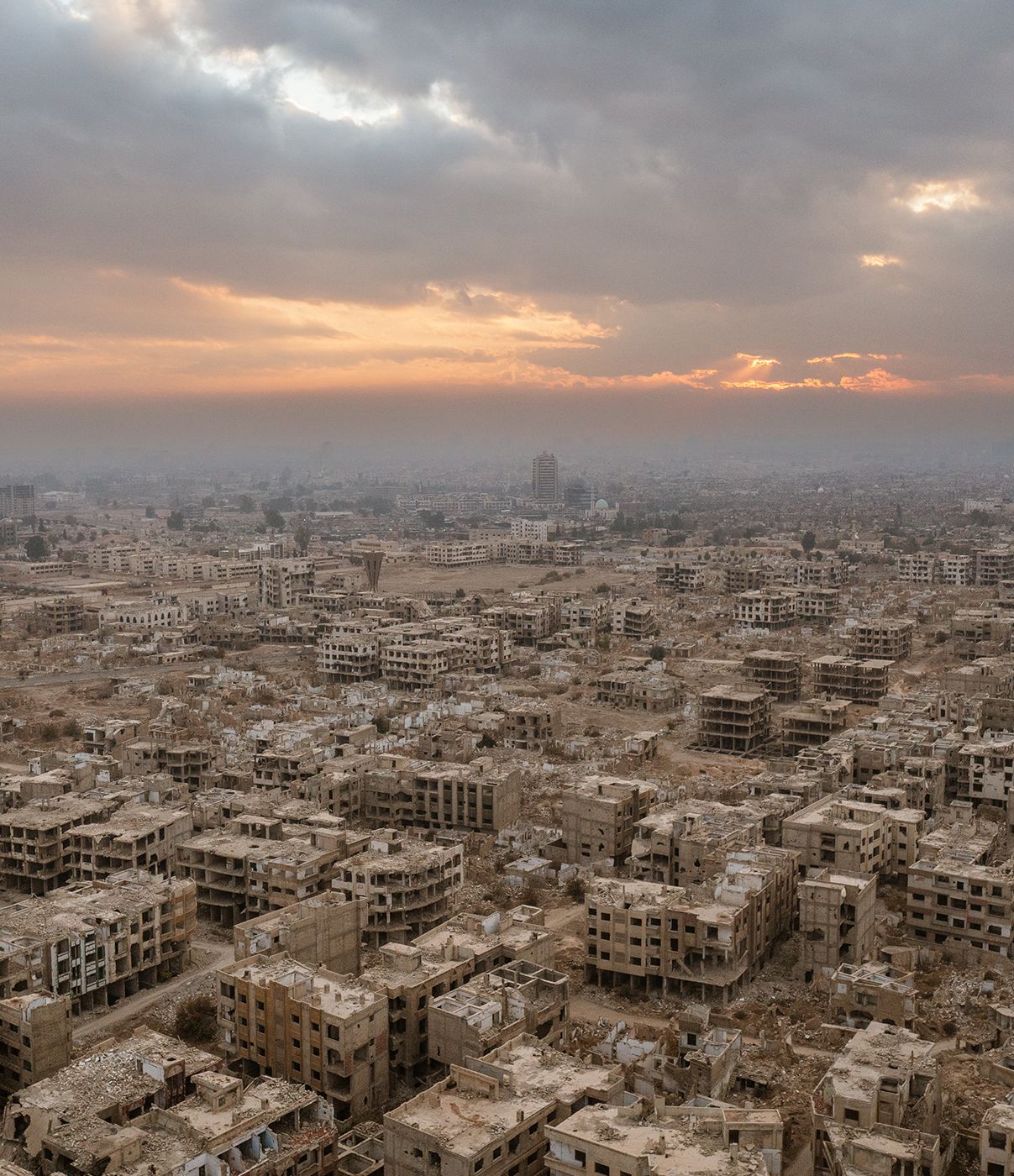 A view of the destruction after end the 61-year rule of the Baath regime at Harasta and Cobar districts in Eastern Ghouta of Damascus, Syria on December 21, 2024