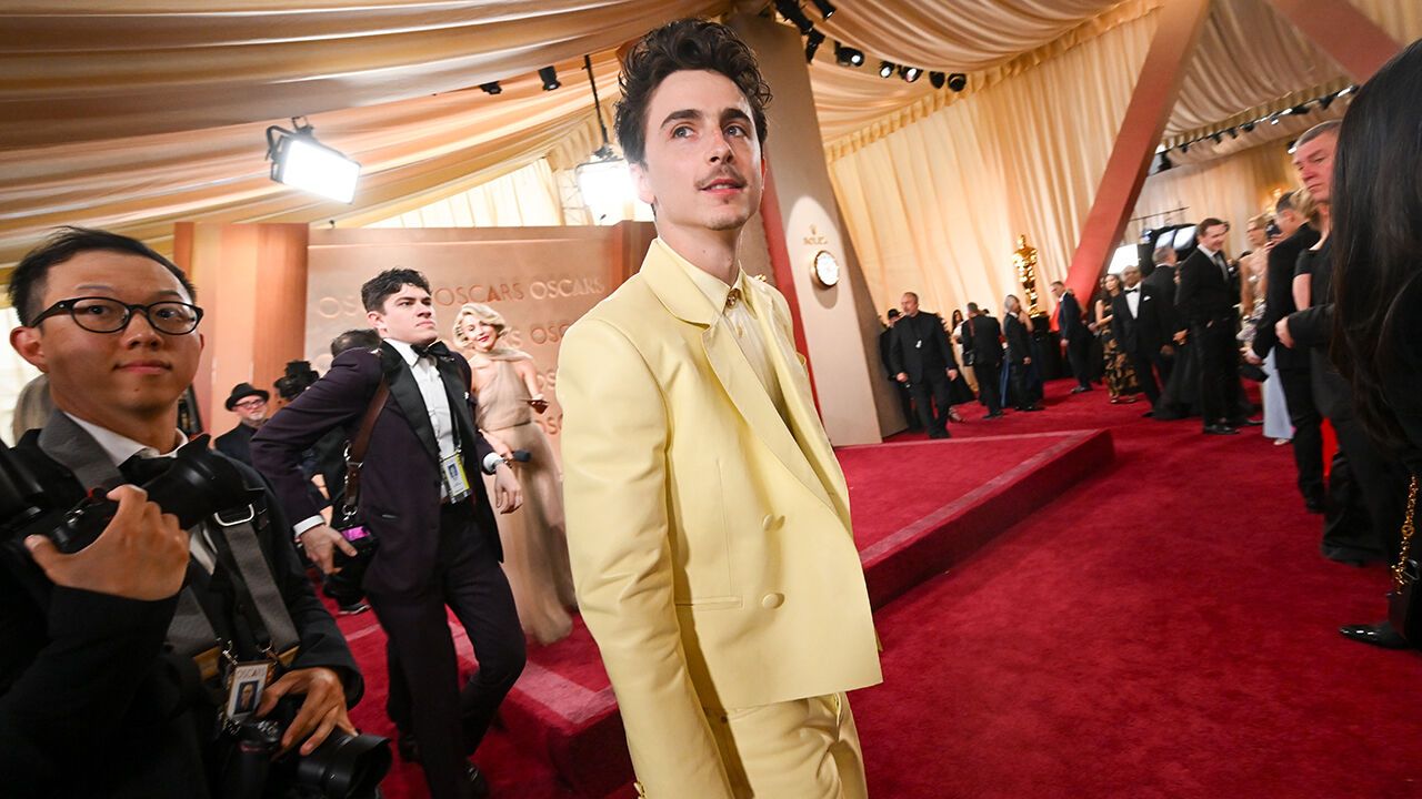 Timothée Chalamet in a yellow suit at the Oscars held at the Dolby Theatre in Hollywood, California on March 2nd 2025